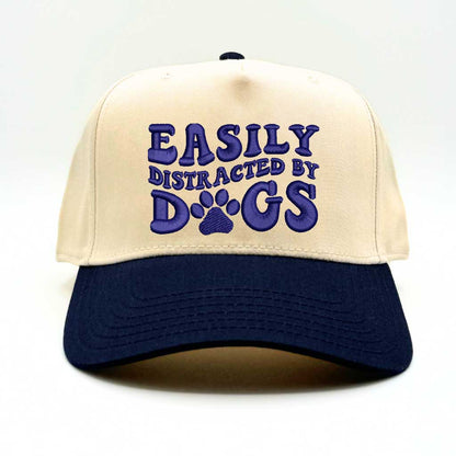 Easily Distracted by Dogs Baseball Cap - DSY Lifestyle Natural  Navy