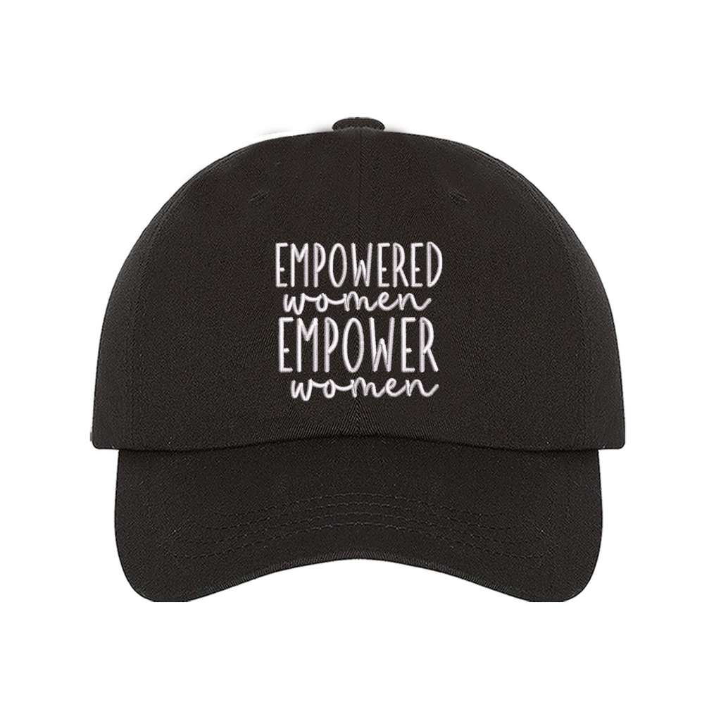 Black baseball hat embroidered with the phrase empowered women empower women-DSY Lifestyle