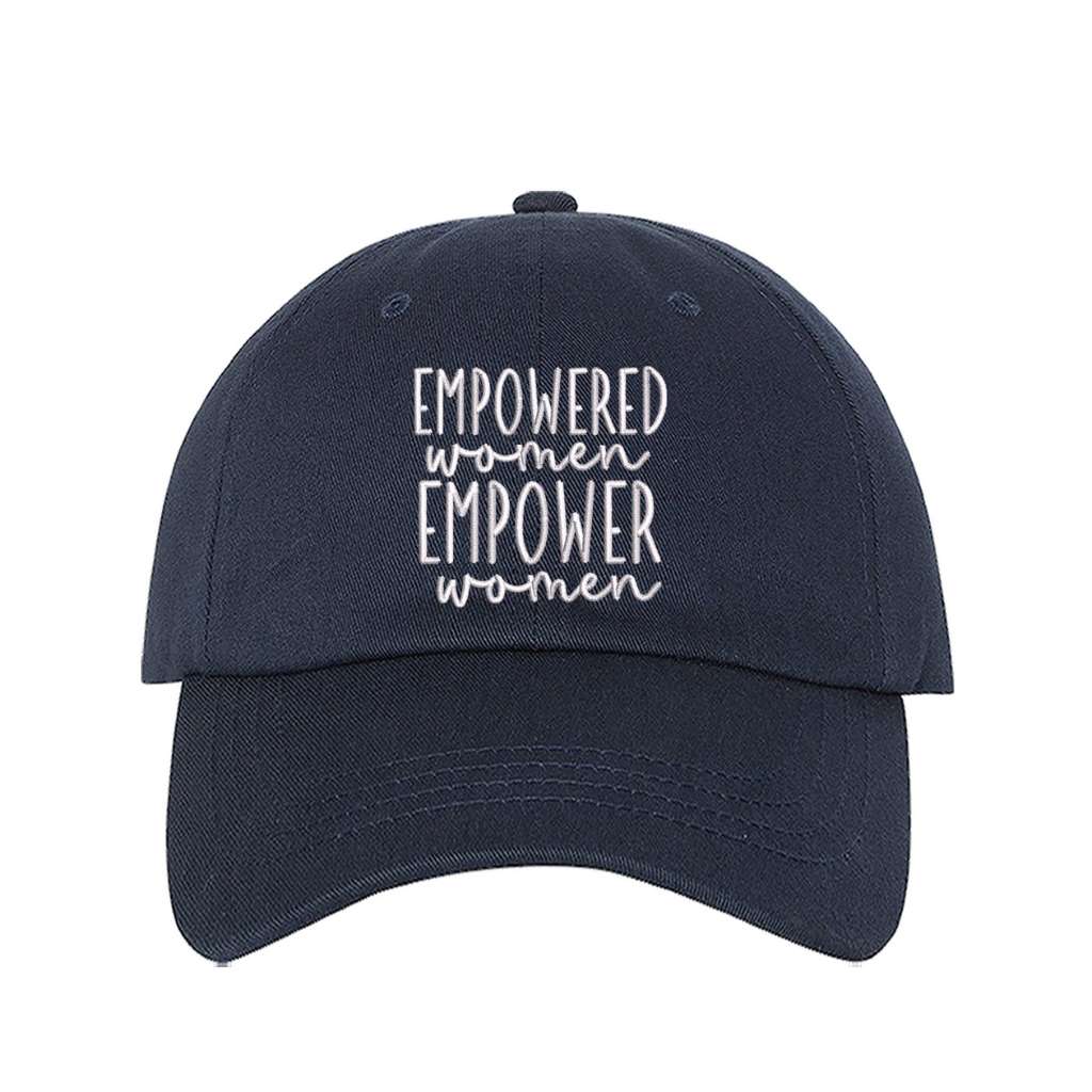 Navy Blue baseball hat embroidered with the phrase empowered women empower women-DSY Lifestyle