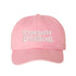 Light Pink Expensive & Difficult washed cotton baseball hat with a soft finish and high-density white embroidery by DSY Lifestyle. - DSY Lifestyle