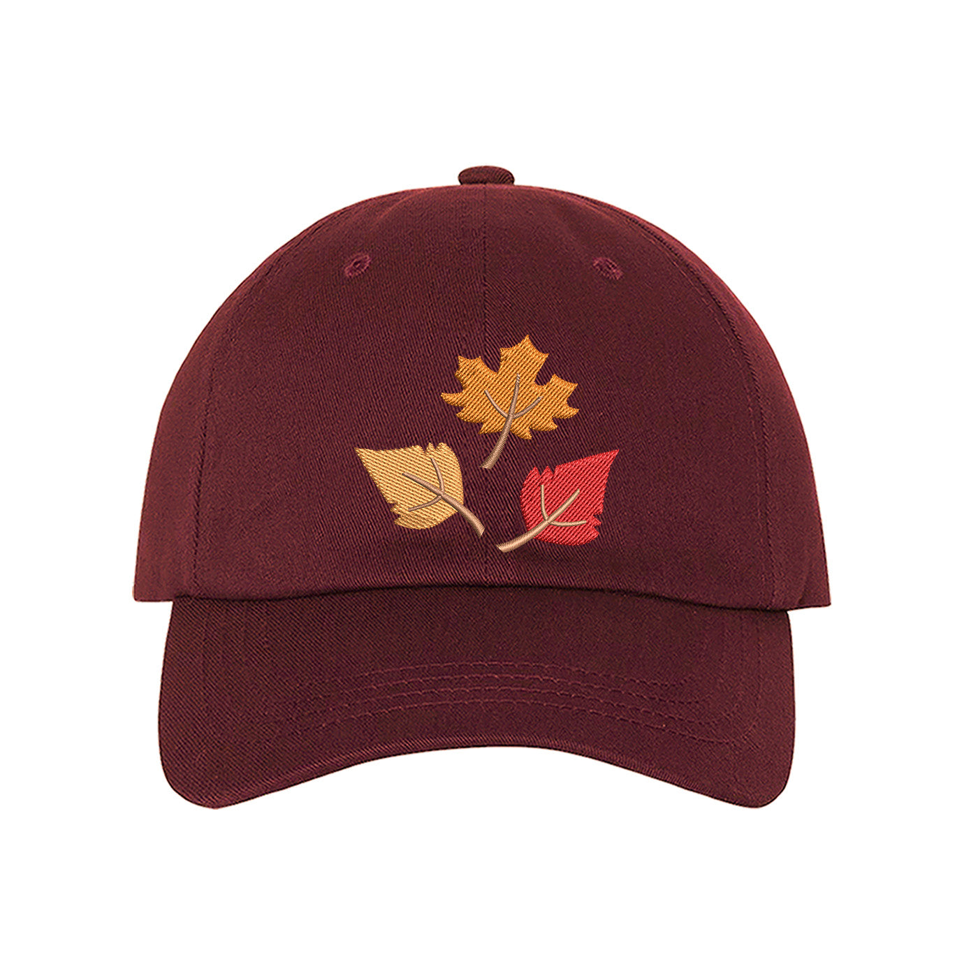 Burgundy baseball cap embroidered with Leaves - DSY Lifestyle