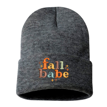 Charcoal Gray Fall Babe Embroidered Beanie Cap featuring cozy knit fabric and cute “Fall Babe” embroidery for stylish fall fashion – DSY Lifestyle