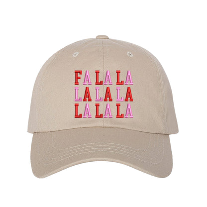 Stone Fa La La Pink Christmas Embroidered Baseball Hat with festive embroidered lettering and adjustable hook and loop closure – DSY Lifestyle