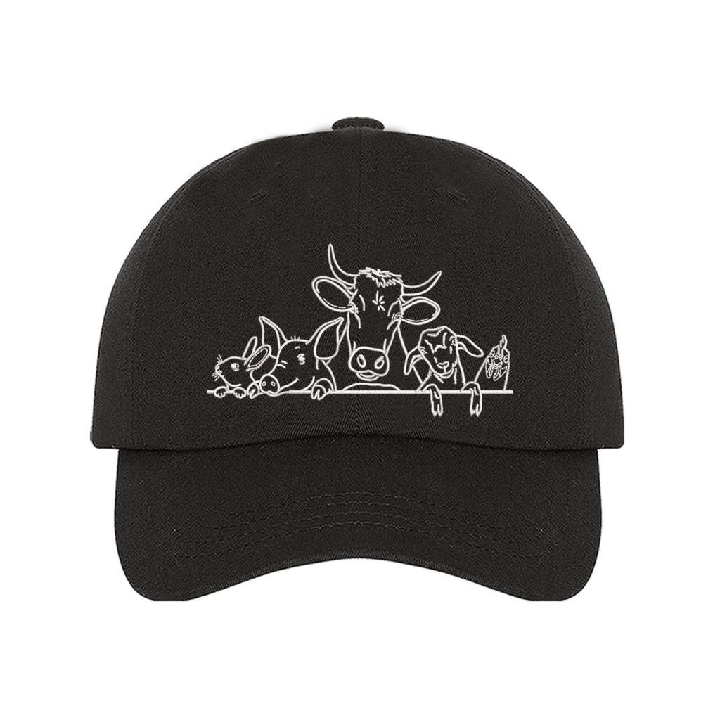 Black Baseball Hat embroidered with Farm animals - DSY Lifestyle