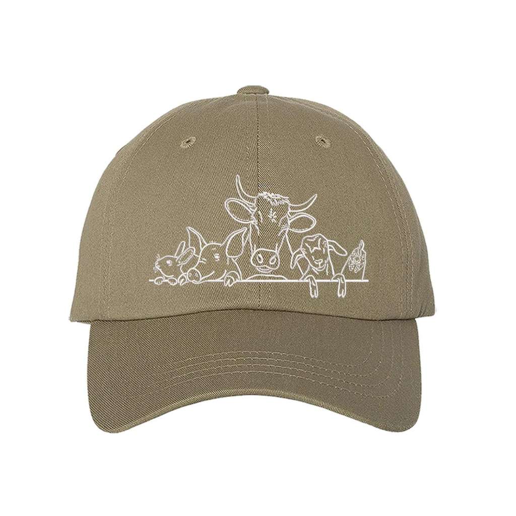 Khaki Baseball Hat embroidered with Farm animals - DSY Lifestyle