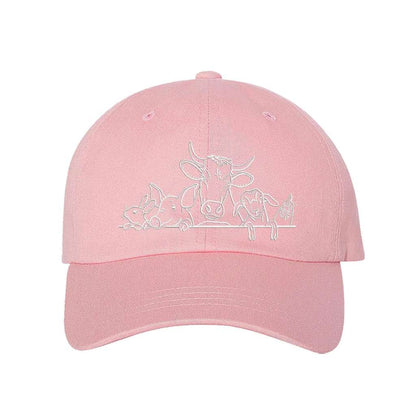 Lt Pink Baseball Hat embroidered with Farm animals - DSY Lifestyle