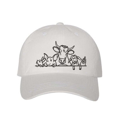 White Baseball Hat embroidered with Farm animals - DSY Lifestyle