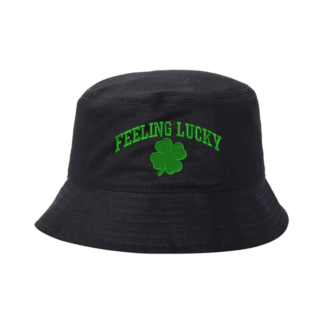 Black Bucket Hat embroidered with Feeling Lucky - DSY Lifestyle