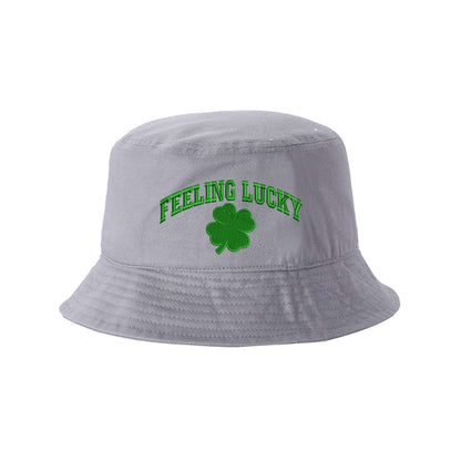 Gray Bucket Hat embroidered with Feeling Lucky - DSY Lifestyle