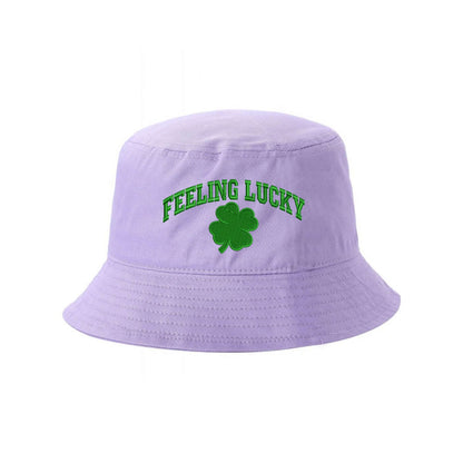 Lilac Bucket Hat embroidered with Feeling Lucky - DSY Lifestyle