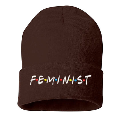 Cozy brown beanie with Latina embroidered in white, perfect for winter warmth and showcasing latina pride - DSY Lifestyle