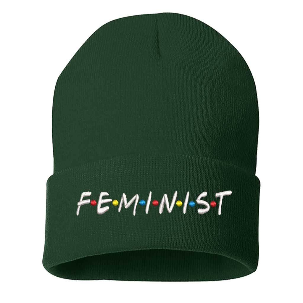 Cozy forest green beanie with Latina embroidered in white, perfect for winter warmth and showcasing latina pride - DSY Lifestyle