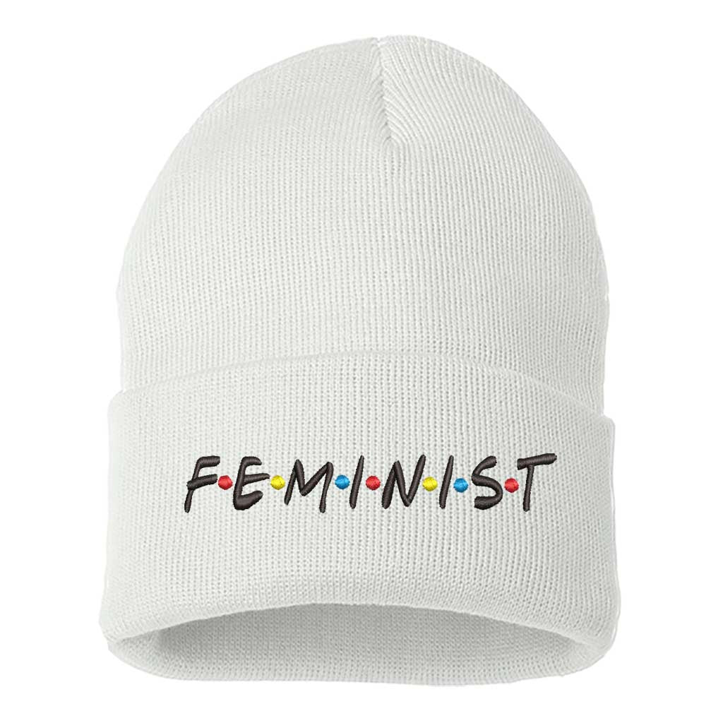 Cozy white beanie with Latina embroidered in white, perfect for winter warmth and showcasing latina pride - DSY Lifestyle