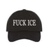 Black Fuck Ice Embroidered Baseball Hat featuring bold statement embroidery, classic baseball cap design, and adjustable hook and loop closure – DSY Lifestyle