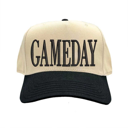 Natural Black Gameday embroidered baseball hat with adjustable strap and curved brim - DSY Lifestyle