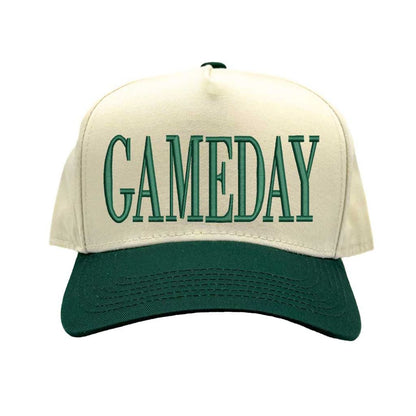 Natural Forest Green Gameday embroidered baseball hat with adjustable strap and curved brim - DSY Lifestyle