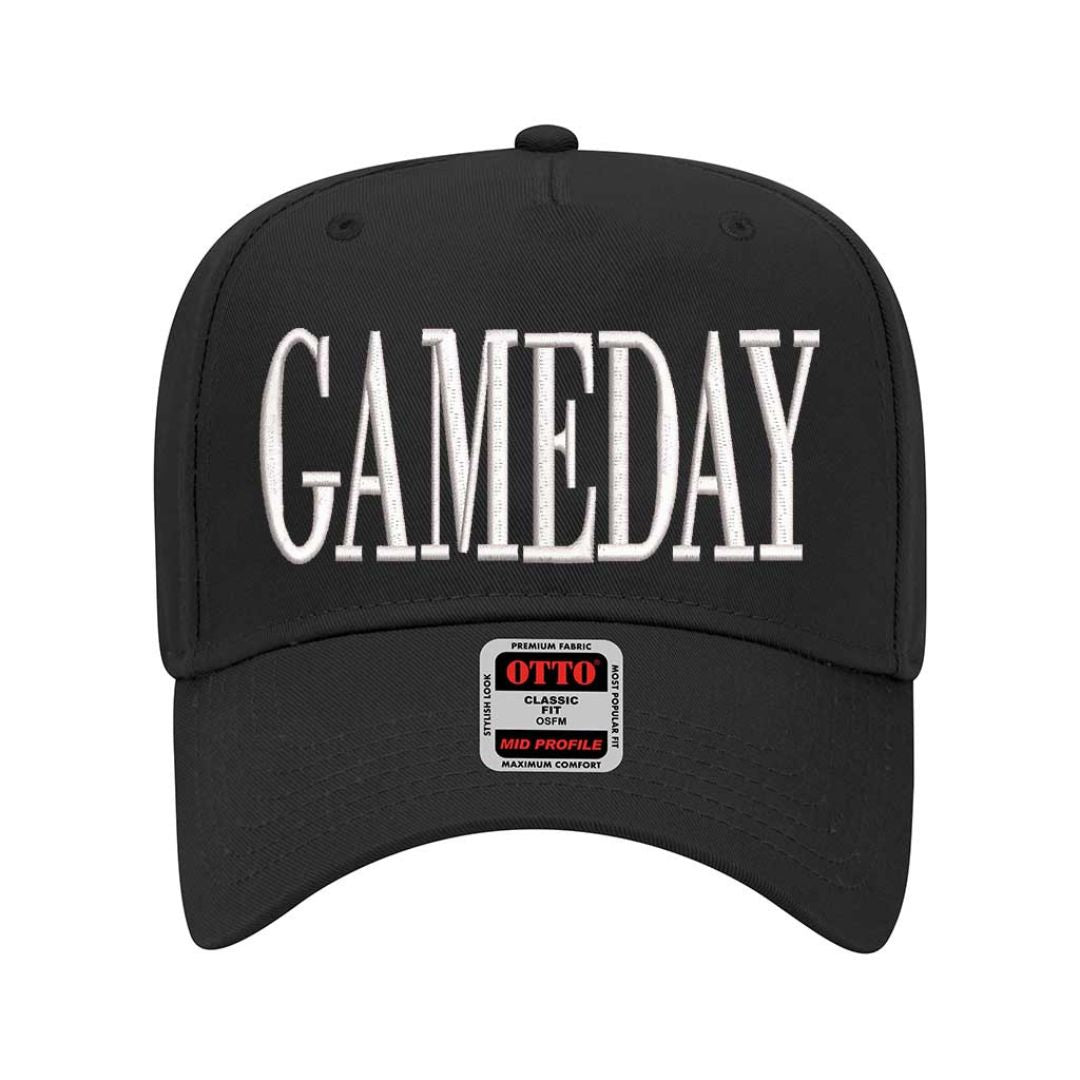 Solid Black Gameday embroidered baseball hat with adjustable strap and curved brim - DSY Lifestyle