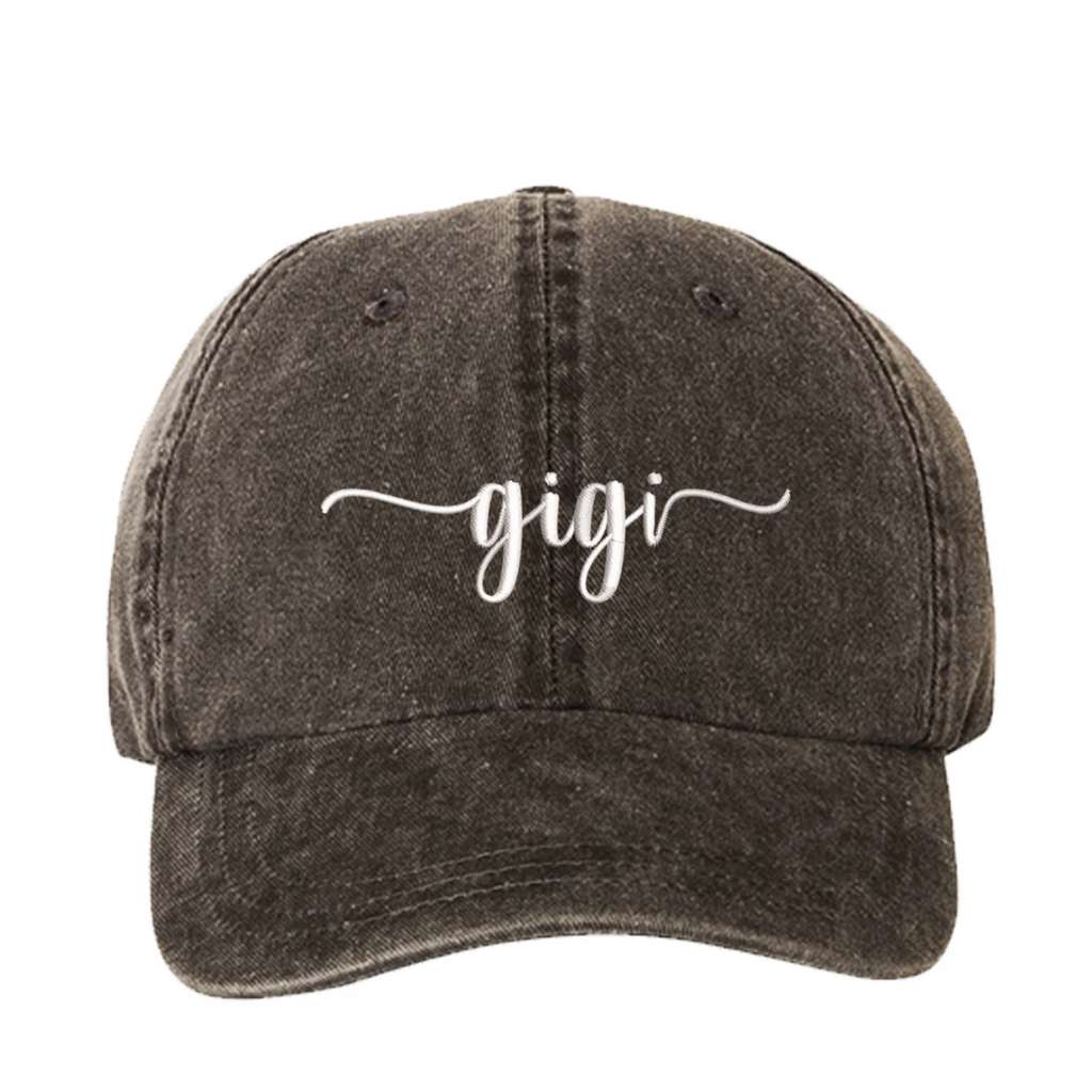 Black  washed baseball hat embroidered with GIgi in the front - DSY Lifestyle