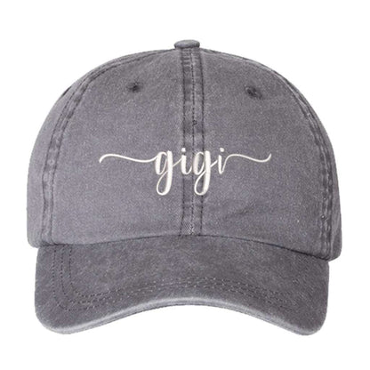 Gray washed baseball hat embroidered with GIgi in the front - DSY Lifestyle