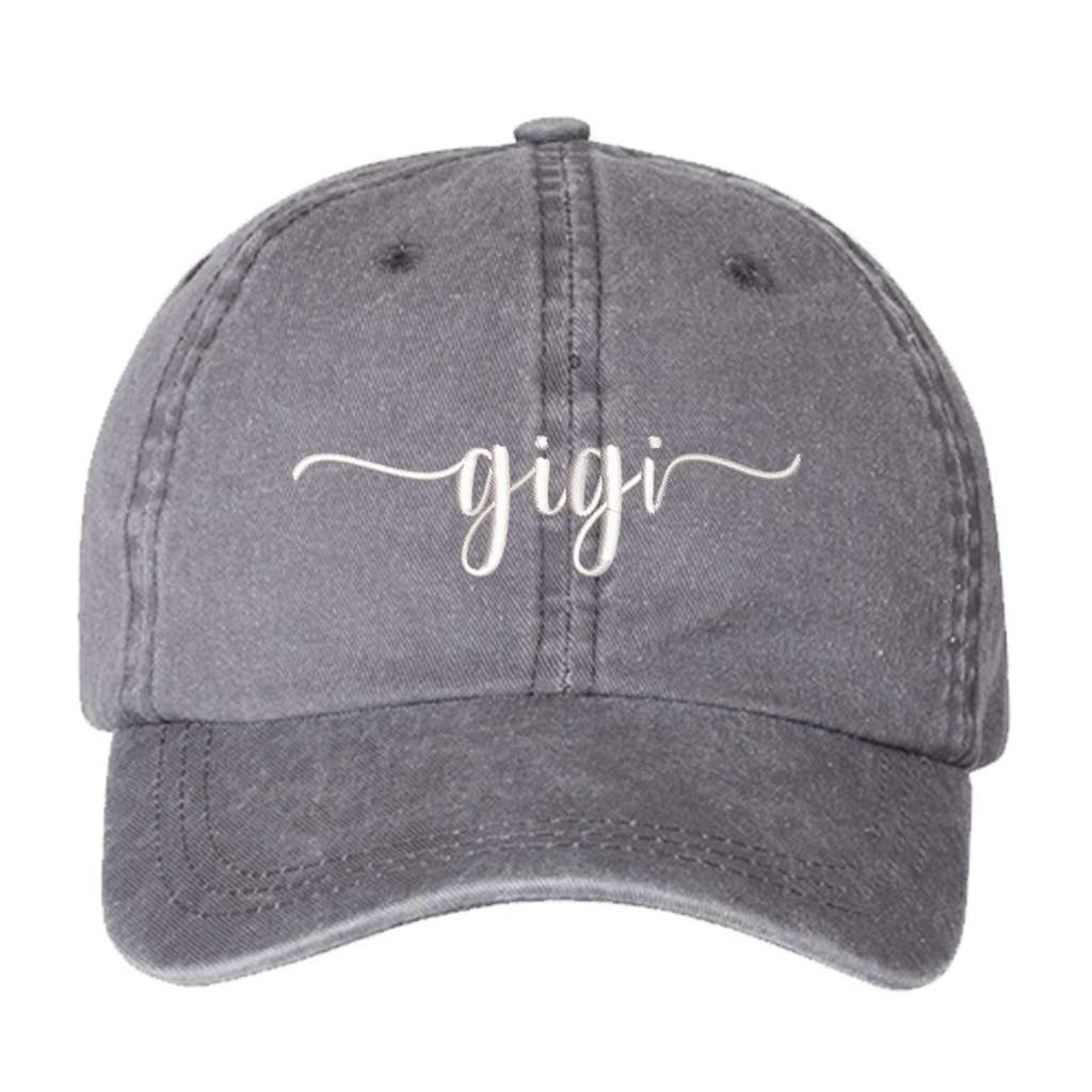 Gray washed baseball hat embroidered with GIgi in the front - DSY Lifestyle