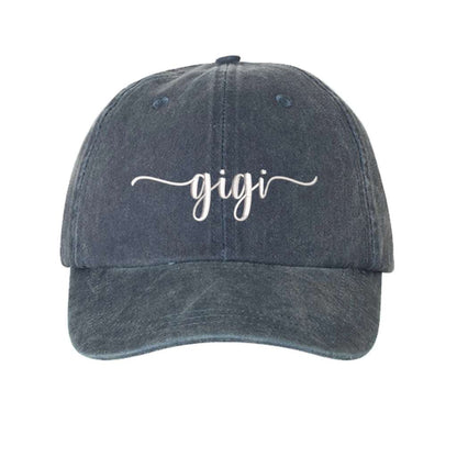 Navy washed baseball hat embroidered with GIgi in the front - DSY Lifestyle