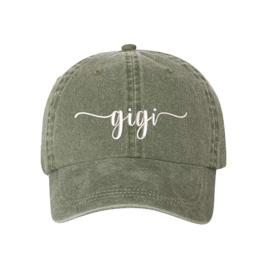 Olive washed baseball hat embroidered with GIgi in the front - DSY Lifestyle
