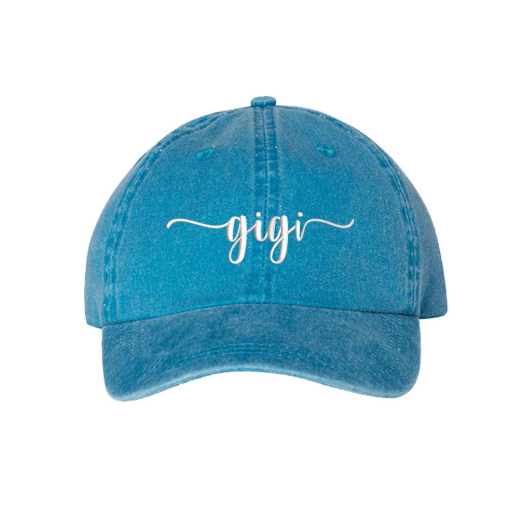 Turquoise washed baseball hat embroidered with GIgi in the front - DSY Lifestyle