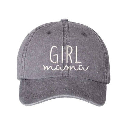 Gray Washed Baseball hat embroidered with Girl Mama in the front - DSY Lifestyle
