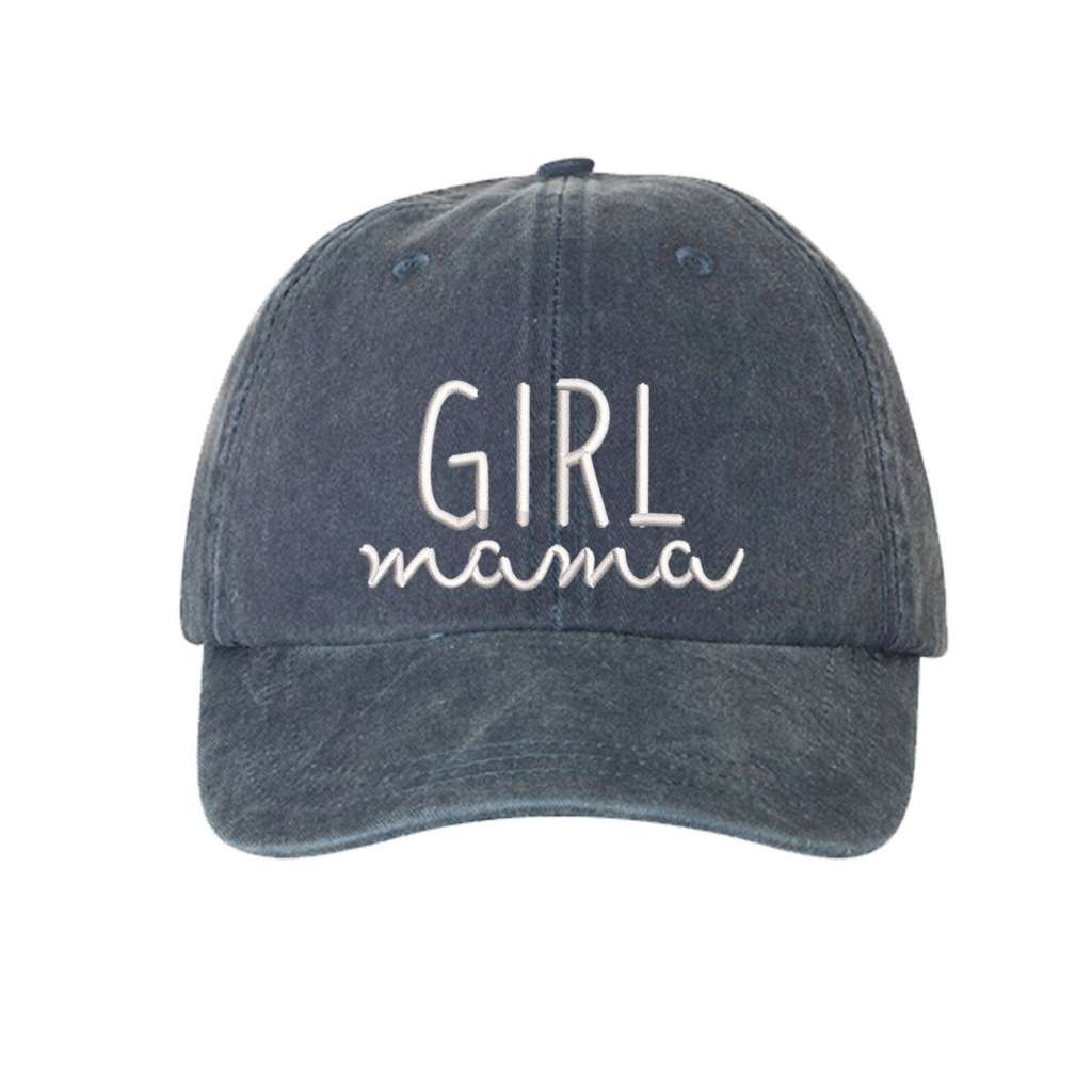 Navy Washed Baseball hat embroidered with Girl Mama in the front - DSY Lifestyle
