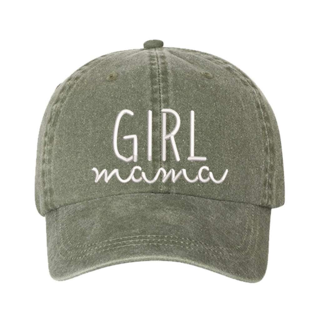 Olive Washed Baseball hat embroidered with Girl Mama in the front - DSY Lifestyle