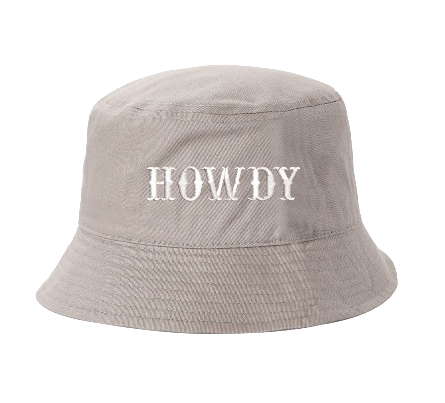 White bucket hat with the word howdy embroidered on it-DSY Lifestyle