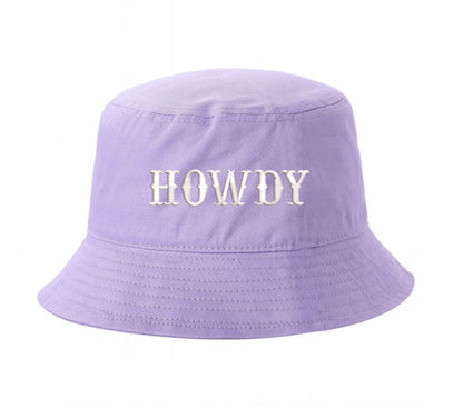 Lilac bucket hat with the word howdy embroidered on it-DSY Lifestyle