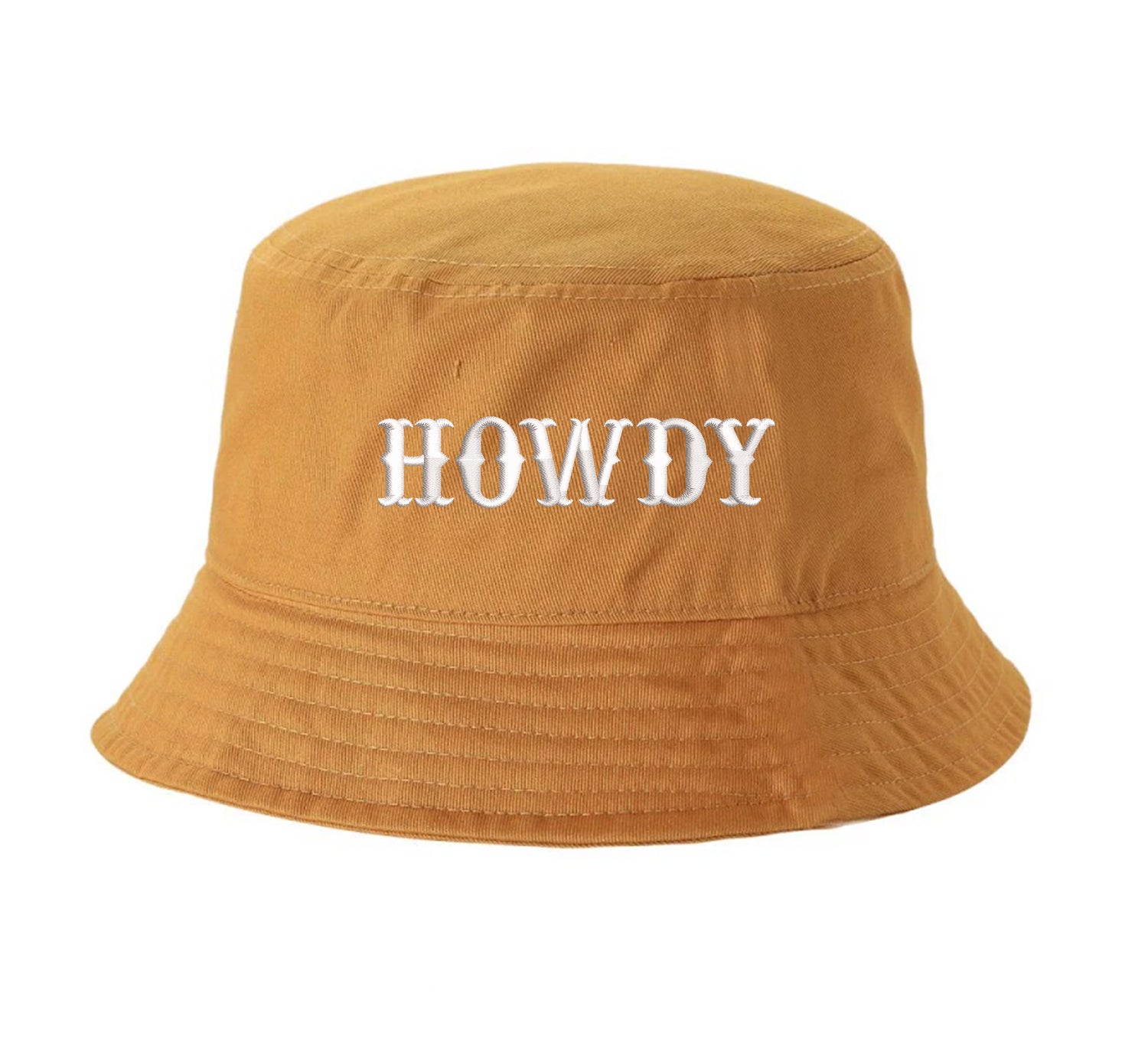 Burnt Orange bucket hat with the word howdy embroidered on it-DSY Lifestyle