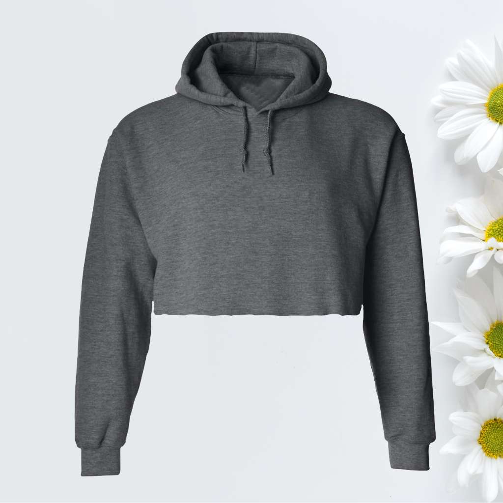 Dark Heather gray unisex oversized cropped hoodie with a raw edge - DSY Lifestyle