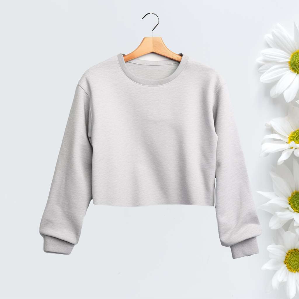 Heather Gray cropped crewneck sweatshirt - DSY Lifestyle