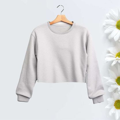 Heather Gray cropped crewneck sweatshirt - DSY Lifestyle