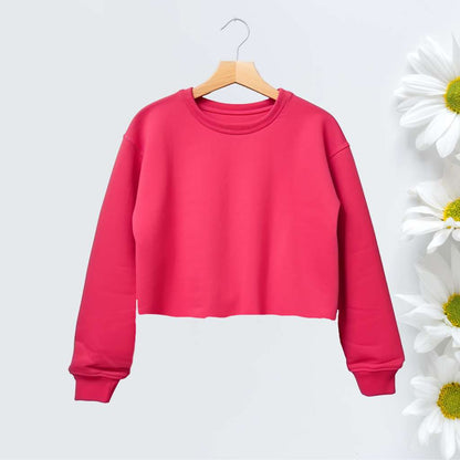 Hot Pink cropped crewneck sweatshirt - DSY Lifestyle