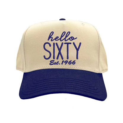 Natural and navy cap with &