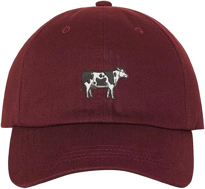 Burgundy Holstein Cow - Embroidered Baseball Hat makes a distinctive statement. An ideal accessory for both practical wear and showing off your farming pride. DSY Lifestyle