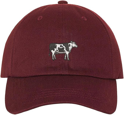 Burgundy Holstein Cow - Embroidered Baseball Hat makes a distinctive statement. An ideal accessory for both practical wear and showing off your farming pride. DSY Lifestyle