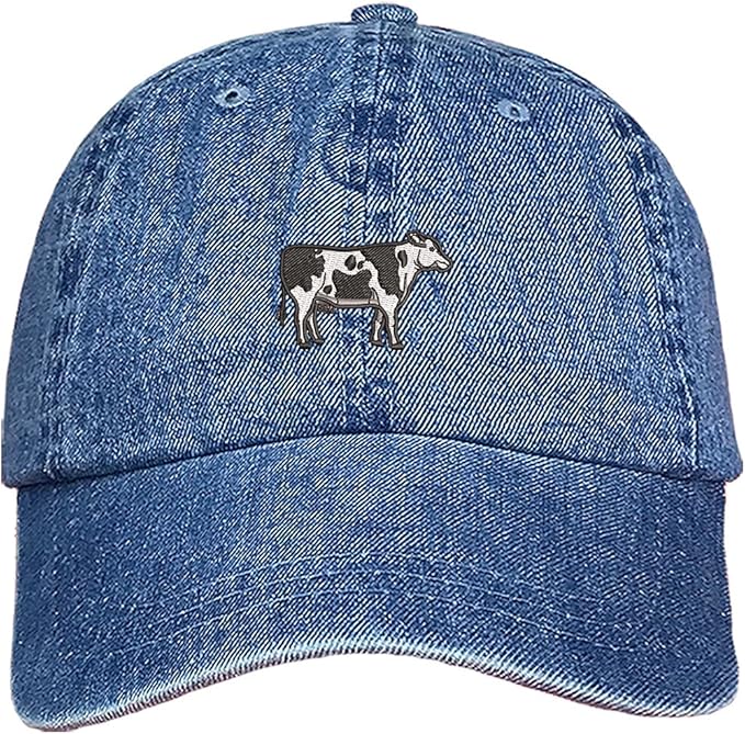 Light Denim Holstein Cow - Embroidered Baseball Hat makes a distinctive statement. An ideal accessory for both practical wear and showing off your farming pride. DSY Lifestyle