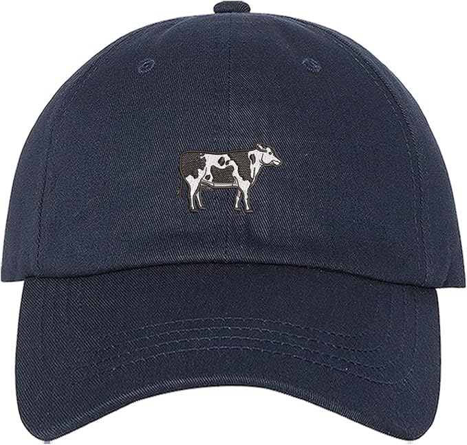Navy Blue Holstein Cow - Embroidered Baseball Hat makes a distinctive statement. An ideal accessory for both practical wear and showing off your farming pride. DSY Lifestyle