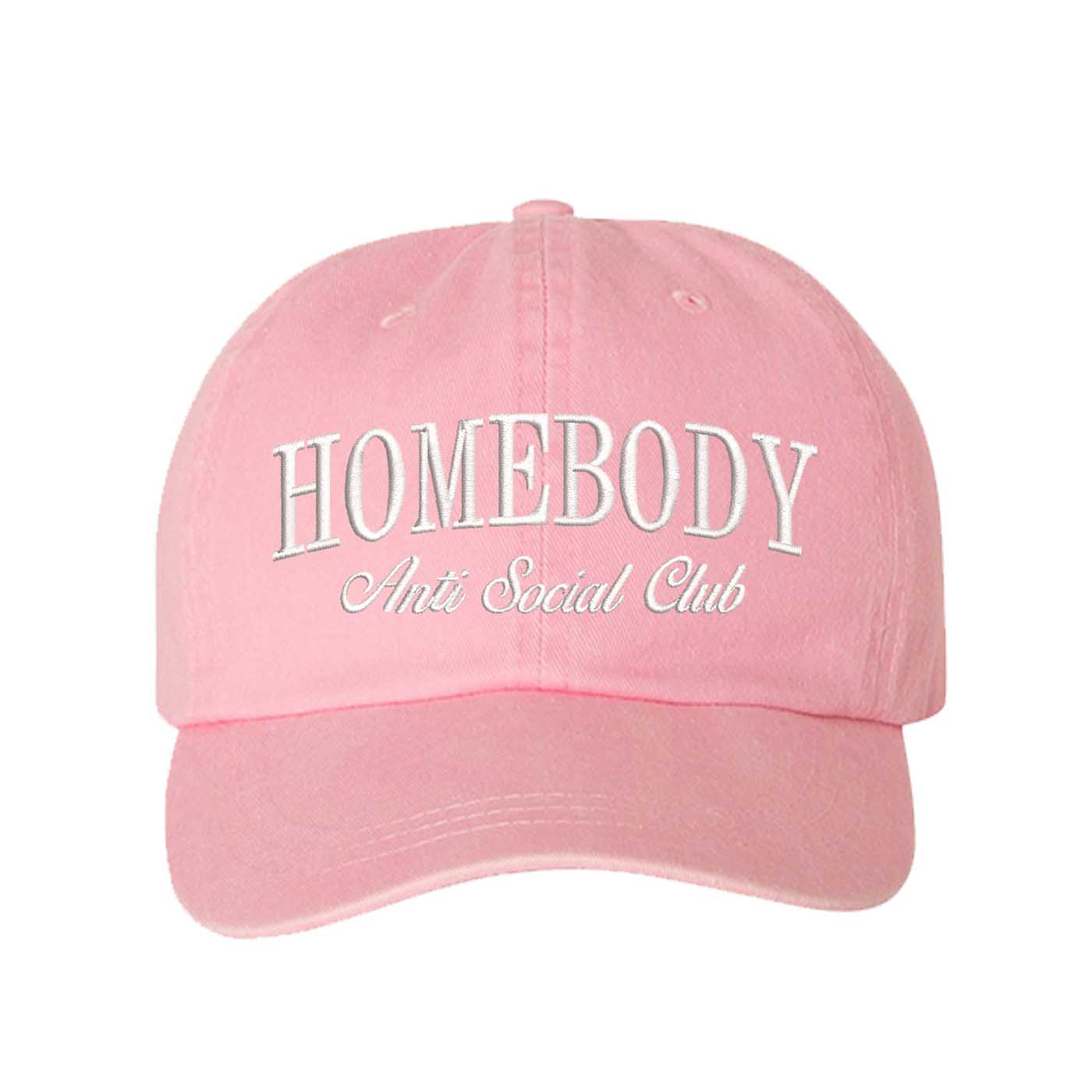 Pink Homebody Anti-Social Club Washed Statement Baseball Hat – a washed, relaxed-fit statement cap designed for everyday comfort and real-life moods. Trendy, adjustable, and effortlessly stylish. - DSY Lifestyle