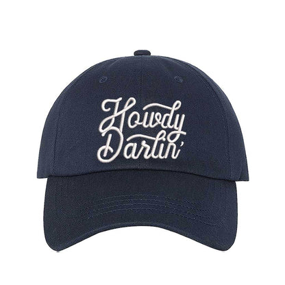 Navy baseball hat embroidered with the phrase howdy darlin-DSY Lifestyle