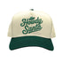 Natural Forest Green Howdy Santa Cowboy Two Tone 5 Panel Embroidered Baseball Hat with festive western embroidery and adjustable snapback fit – DSY Lifestyle
