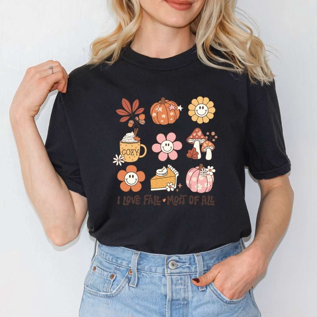 I Love Fall Most of All Retro Tee | Cozy Fall Vibes Unisex Shirt