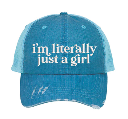 I’m Literally Just A Girl Distressed Trucker Hat - Premium Vintage Sarcastic Gift Cap