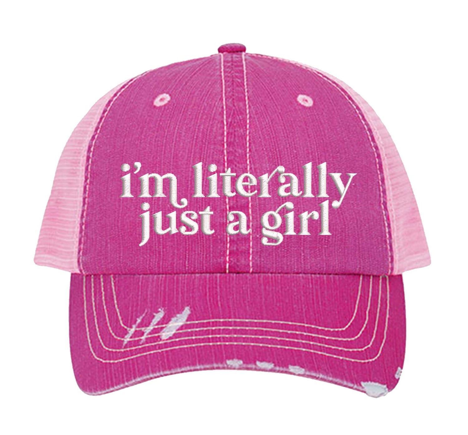 I’m Literally Just A Girl Distressed Trucker Hat - Premium Vintage Sarcastic Gift Cap