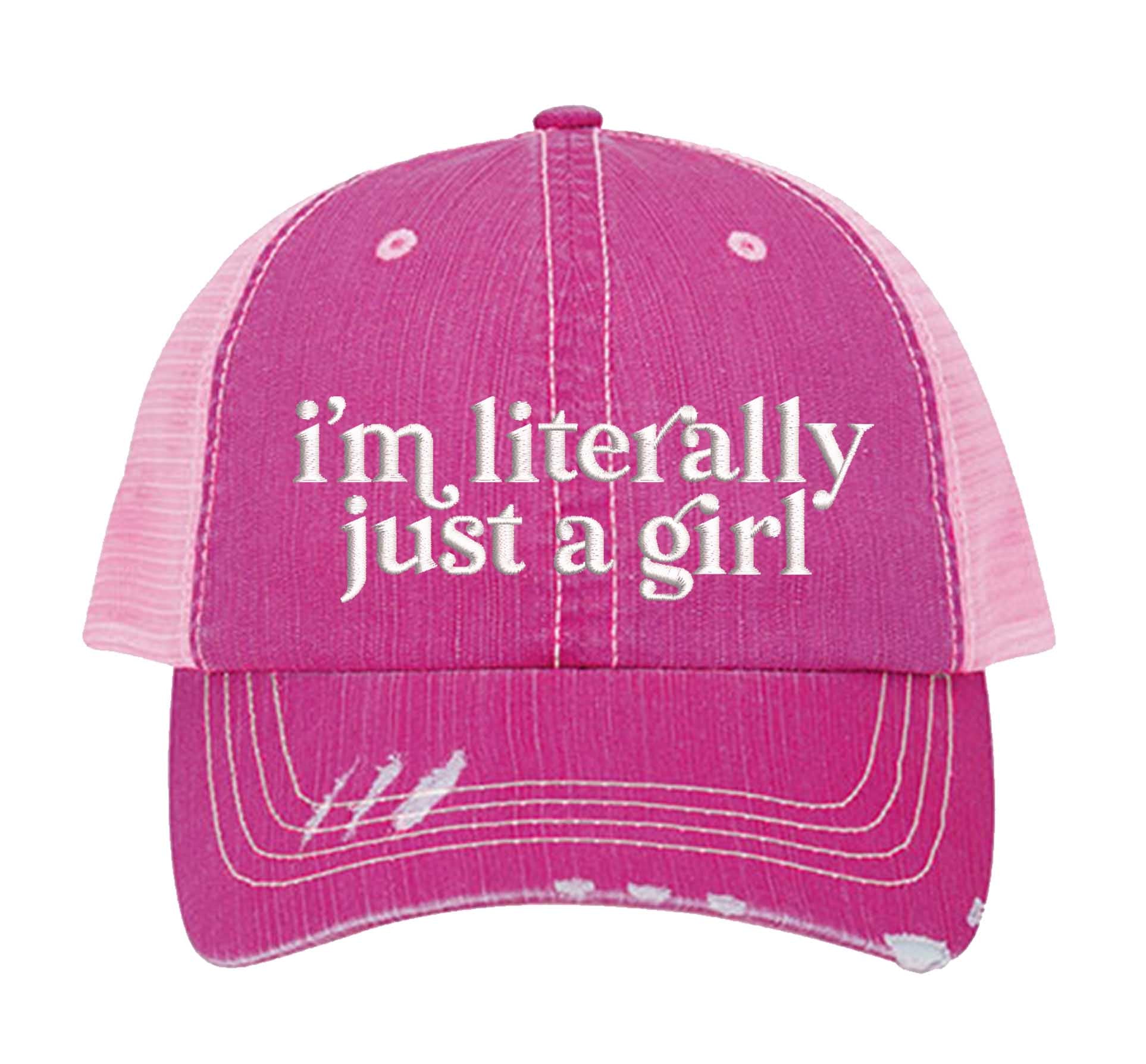 I’m Literally Just A Girl Distressed Trucker Hat - Premium Vintage Sarcastic Gift Cap