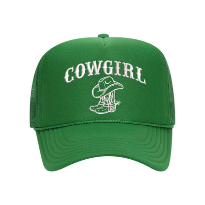 Cow Girl With Boots Foam Trucker Hat